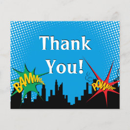 Färgfull superhjälte Tecknad Boy's Birthday Tack Flygblad