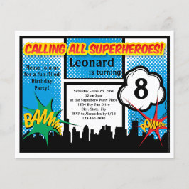 Färgfull superhjälte Tecknad Pojks Födelsedagsfest