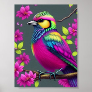 Färgfull Surreal Bird Poster