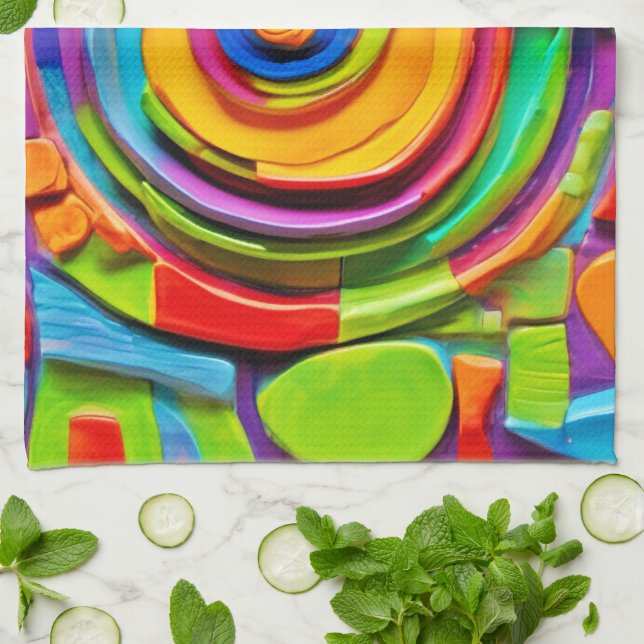 Färgfull Surreal skulpture Play Kökshandduk (Vikta)