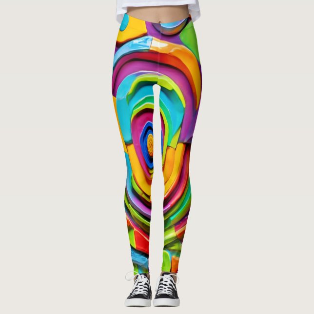 Färgfull Surreal skulpture Play Leggings (Framsida)