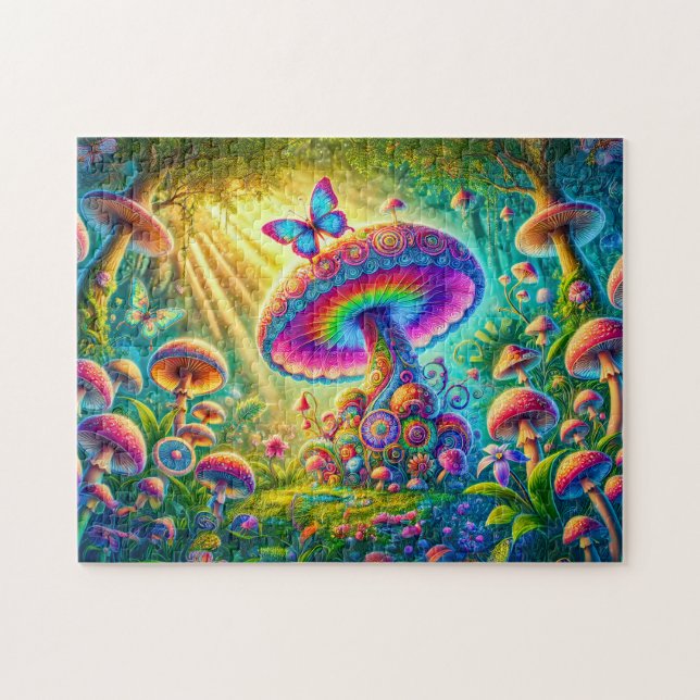 Färgfull svamp World Psychedelic Fantasy Art Pussel (Horisontell)