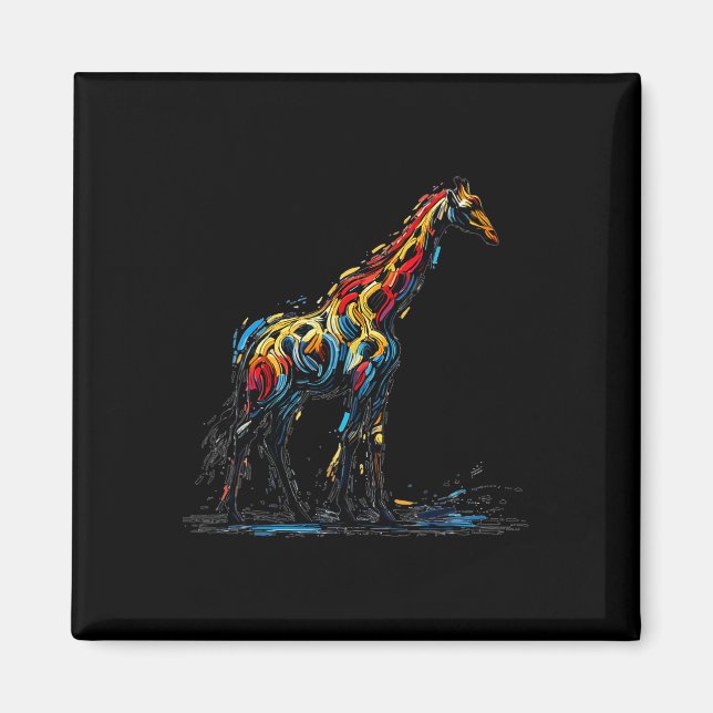 Färgfull syn på Stil, djurfoder, Lover Giraffe Magnet (Framsidan)