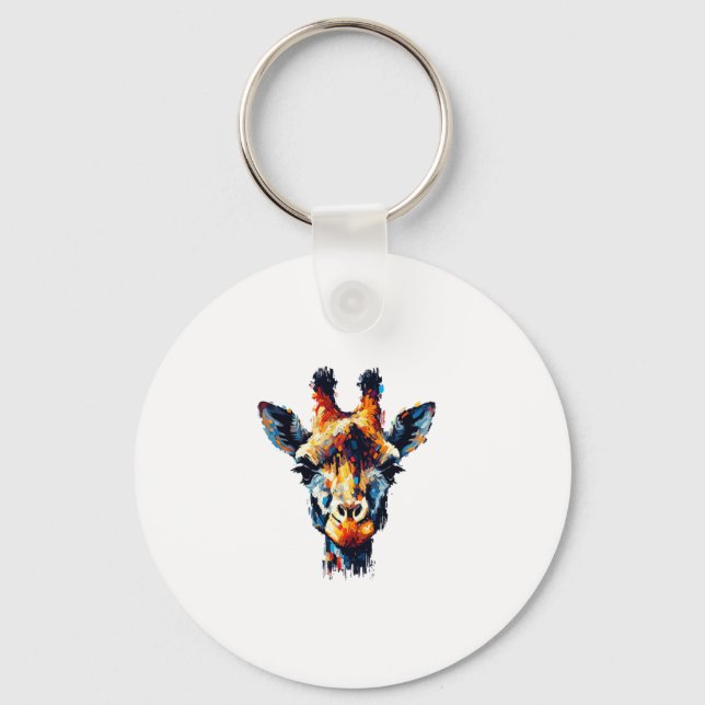 Färgfull syn på Stil, djurfoder, Lover Giraffe Nyckelring (Framsida)