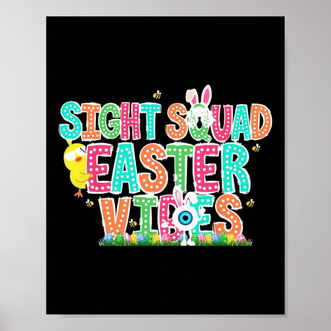 Färgfull synlig ruta Påsk Vibes optometrisk teknik Poster (Framsidan)