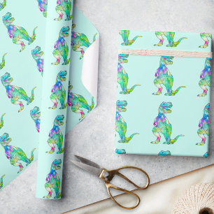 Färgfull T-Rex Dinosaur Mönster Presentpapper