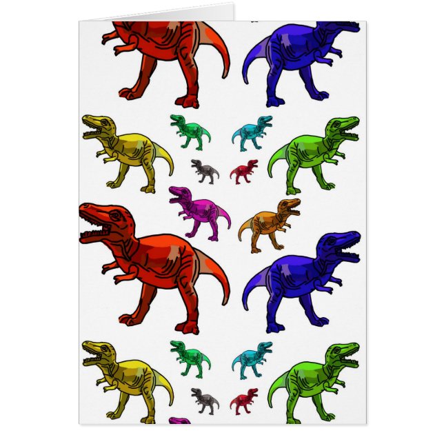 Färgfull T-Rex Hälsningskort (Framsidan)
