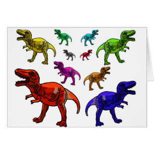 Färgfull T-Rex Hälsningskort