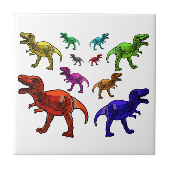 Färgfull T-Rex Kakelplatta (Framsidan)