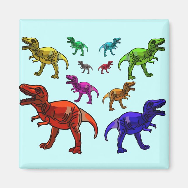 Färgfull T-Rex Magnet (Framsidan)