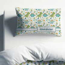 Färgfull T Rex Mönster Namn Dinosaur Pillowcase