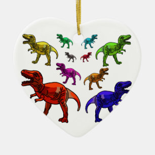 Färgfull T-Rex-Ornament Julgransprydnad Keramik