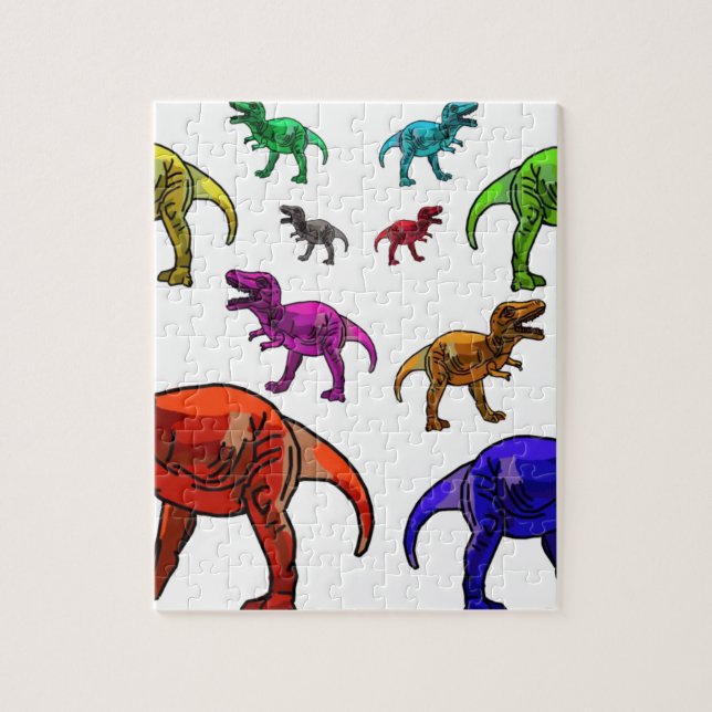 Färgfull T-Rex Pussel (Vertikal)