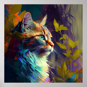 Färgfull Tabby katt Poster