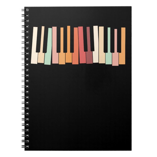 Färgfull Tangentbord Piano Nycklar Retro Pianist Anteckningsbok (Framsidan)