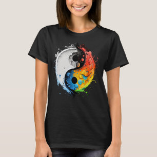 Färgfull taoism Yin Yang Stänk på Zen Taijitu Yin T Shirt