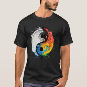 Färgfull taoism Yin Yang Stänk på Zen Taijitu Yin T Shirt