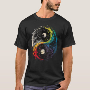 Färgfull taoism Yin Yang Symbol på Zen Taijitu Yin T Shirt