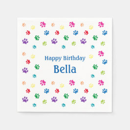 Färgfull Tass avtryck Blue Anpassningsbar Pet Birt Pappersservett