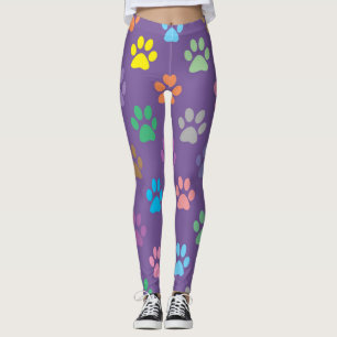 Färgfull tass avtryck mönster leggings
