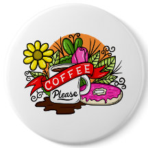 Färgfull Tattokaffe och Donut