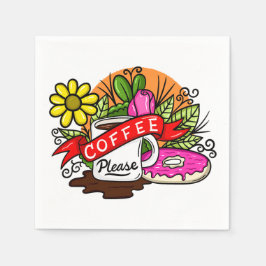 Färgfull Tattokaffe och Donut Pappersservett