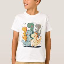 Färgfull Tecknad Dinosaurs Kids T-Shirt