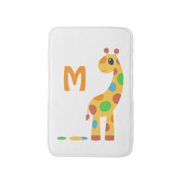 Färgfull Tecknad Giraffe Monogram Badrumsmatta