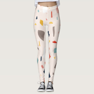 Färgfull terrazzo: sömlösa fragment av sten. leggings