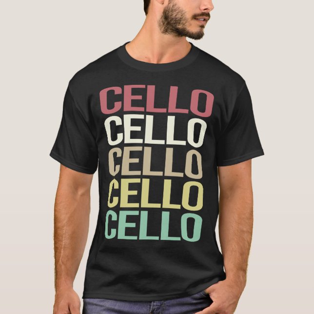 Färgfull text Cello Cellist T Shirt (Framsida)