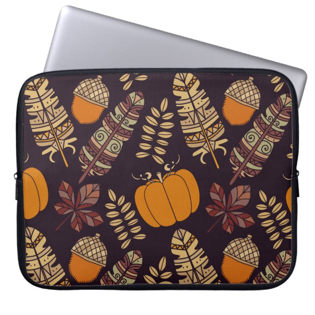 Färgfull Thanksgiving Dag, hösten mönster. Laptop Fodral (Framsidan)