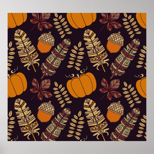 Färgfull Thanksgiving Dag, hösten mönster. Poster (Framsidan)