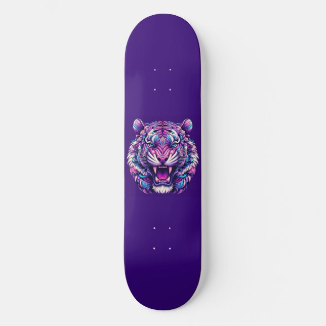 Färgfull tiger mini skateboard bräda 18,5 cm (Framsida)