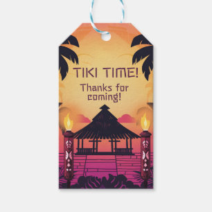 Färgfull Tiki Hawaiian Födelsedagsfest Presentetikett