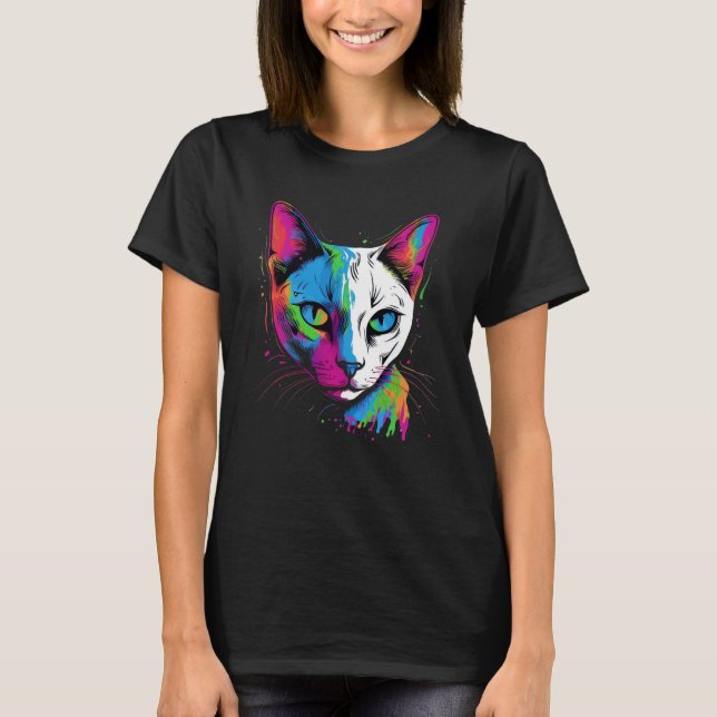 Färgfull tonkinesisk katt t shirt (Framsida)