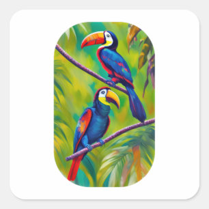 Färgfull Toucan Bird Art Fyrkantigt Klistermärke