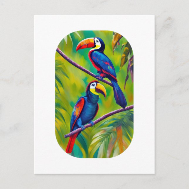 Färgfull Toucan Bird Art Vykort (Framsida)