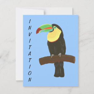 Färgfull Toucan Bird Födelsedagsfest inbjudan
