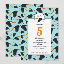 Färgfull Toucan Tropical Bird Mönster Birthday Inbjudningar