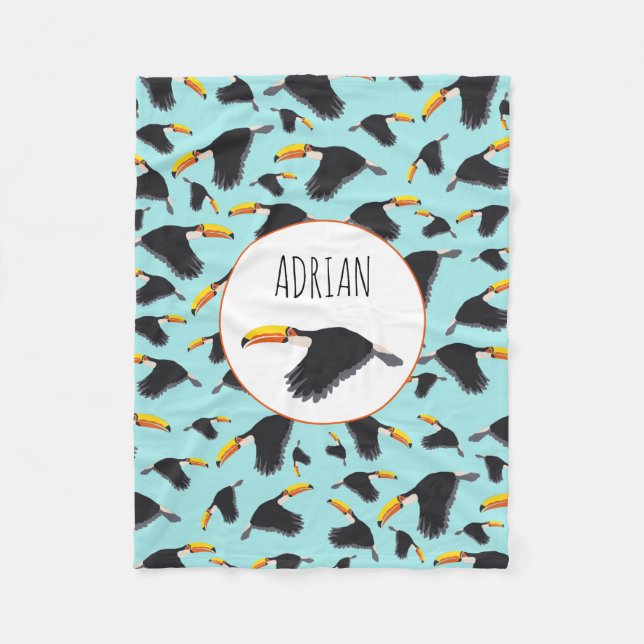 Färgfull Toucan Tropical Bird Mönster Fleecefilt (Framsidan)