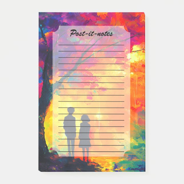 Färgfull Träd i Kärlek Post-it Block (Framsida)