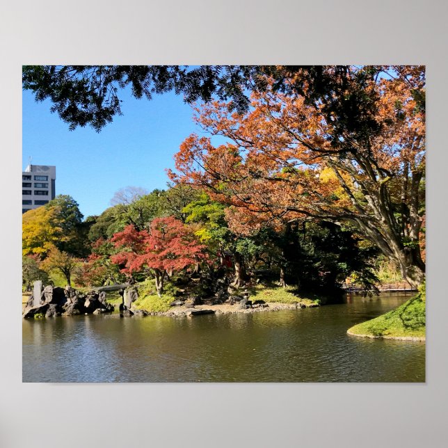 Färgfull Träd Scenery på japanska Garden Poster (Framsidan)