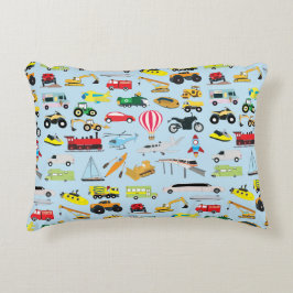 Färgfull Transport & Fordon Kids Mönster Prydnadskudde