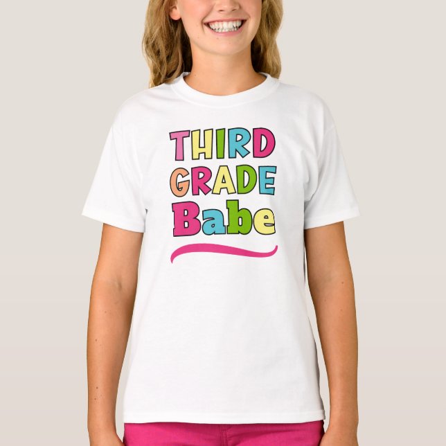 Färgfull tredje Klass Babe Back to school T Shirt (Framsida)