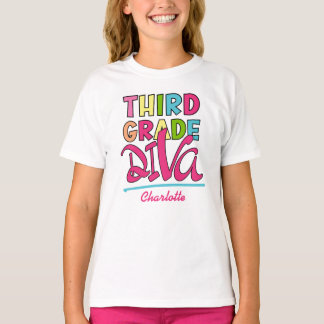 Färgfull tredje Klass Diva Back to school T Shirt