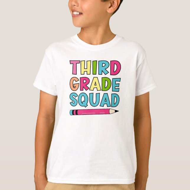 Färgfull tredje Klass-kvadrat - Back to school T Shirt (Framsida)