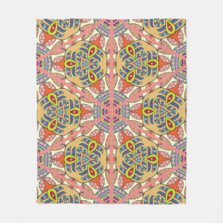 Färgfull triangellappning, handritad konst. fleecefilt