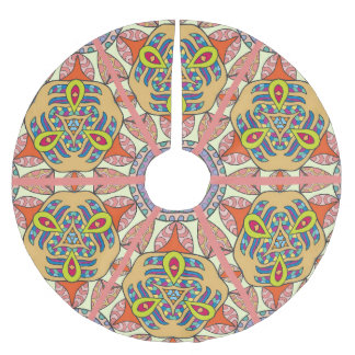 Färgfull triangellappning, handritad konst. julgransmatta borstad polyester