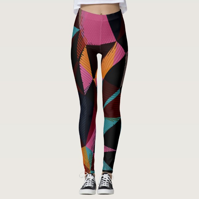 Färgfull trianglar Abstrakt Geometrisk bakgrund. Leggings (Framsida)