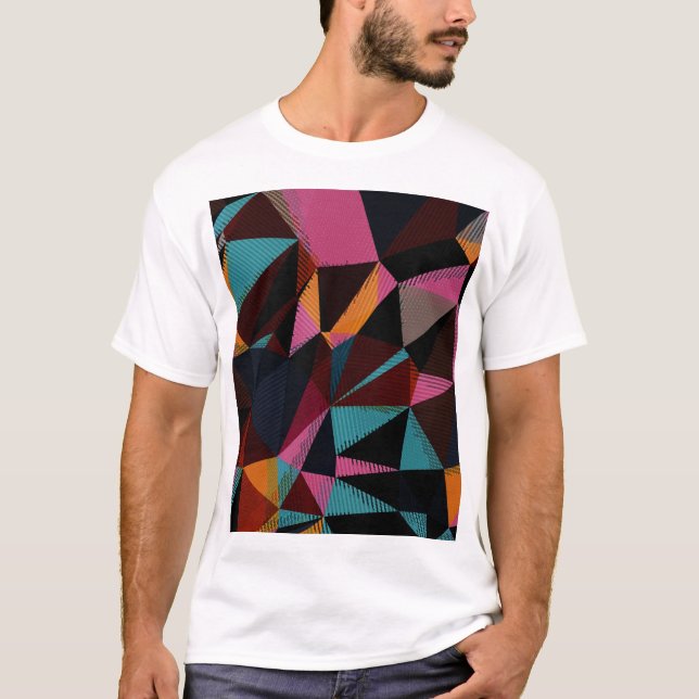 Färgfull trianglar Abstrakt Geometrisk bakgrund. T Shirt (Framsida)